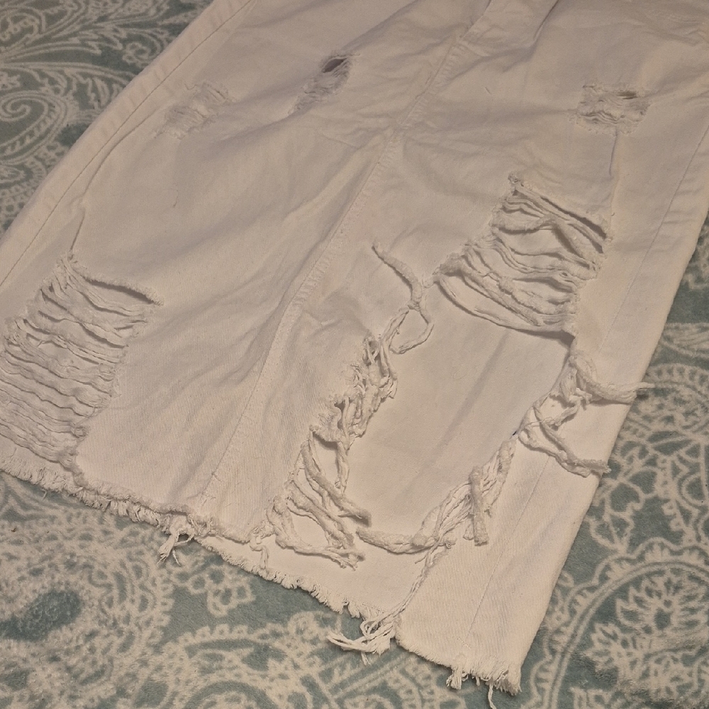SHEIN White Distressed Pencil Skirt - Picture 4 of 8